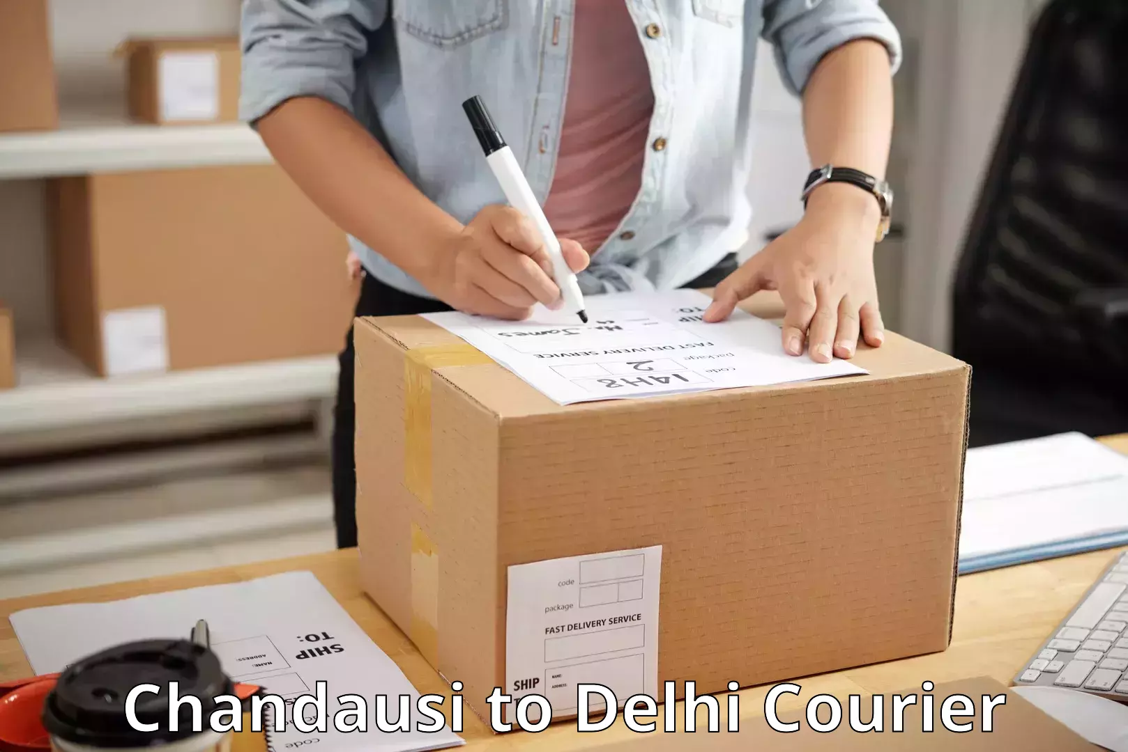 Courier services in Chandausi to Jawaharlal Nehru University New Delhi