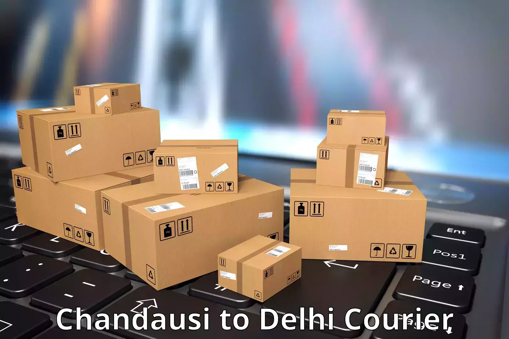 Smart parcel tracking Chandausi to Jawaharlal Nehru University New Delhi