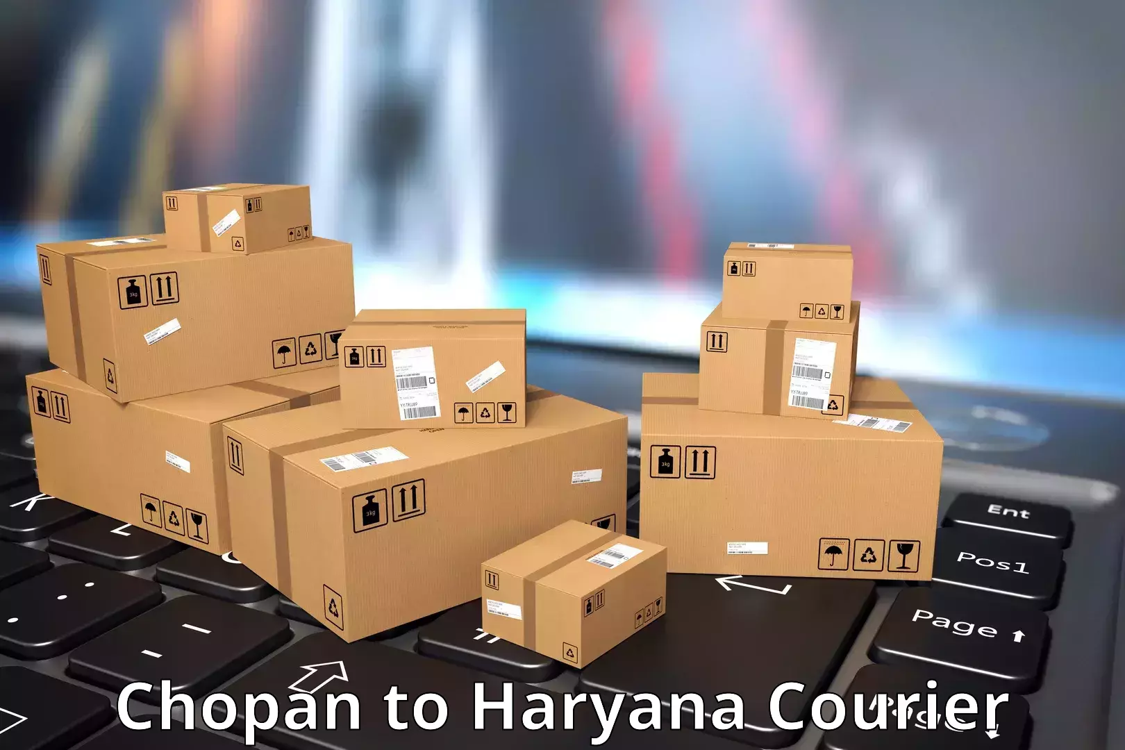 Express package handling Chopan to Haryana