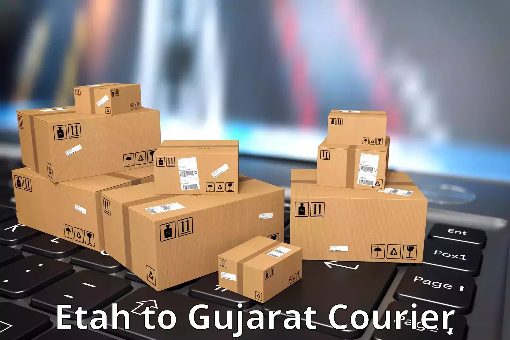 Emergency parcel delivery Etah to Gandhinagar