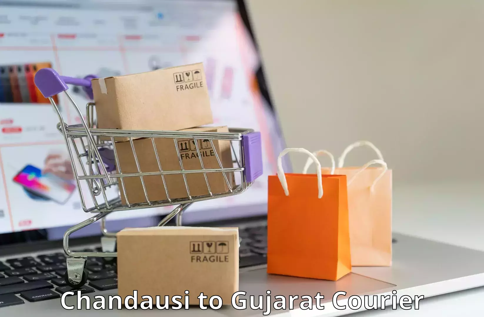 Online courier booking Chandausi to Hansot
