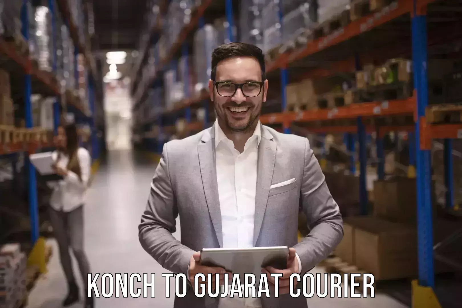 Single item baggage courier Konch to Gandhinagar