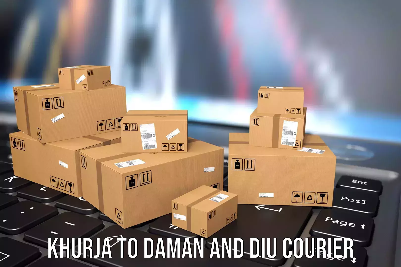 Luggage delivery network Khurja to Daman