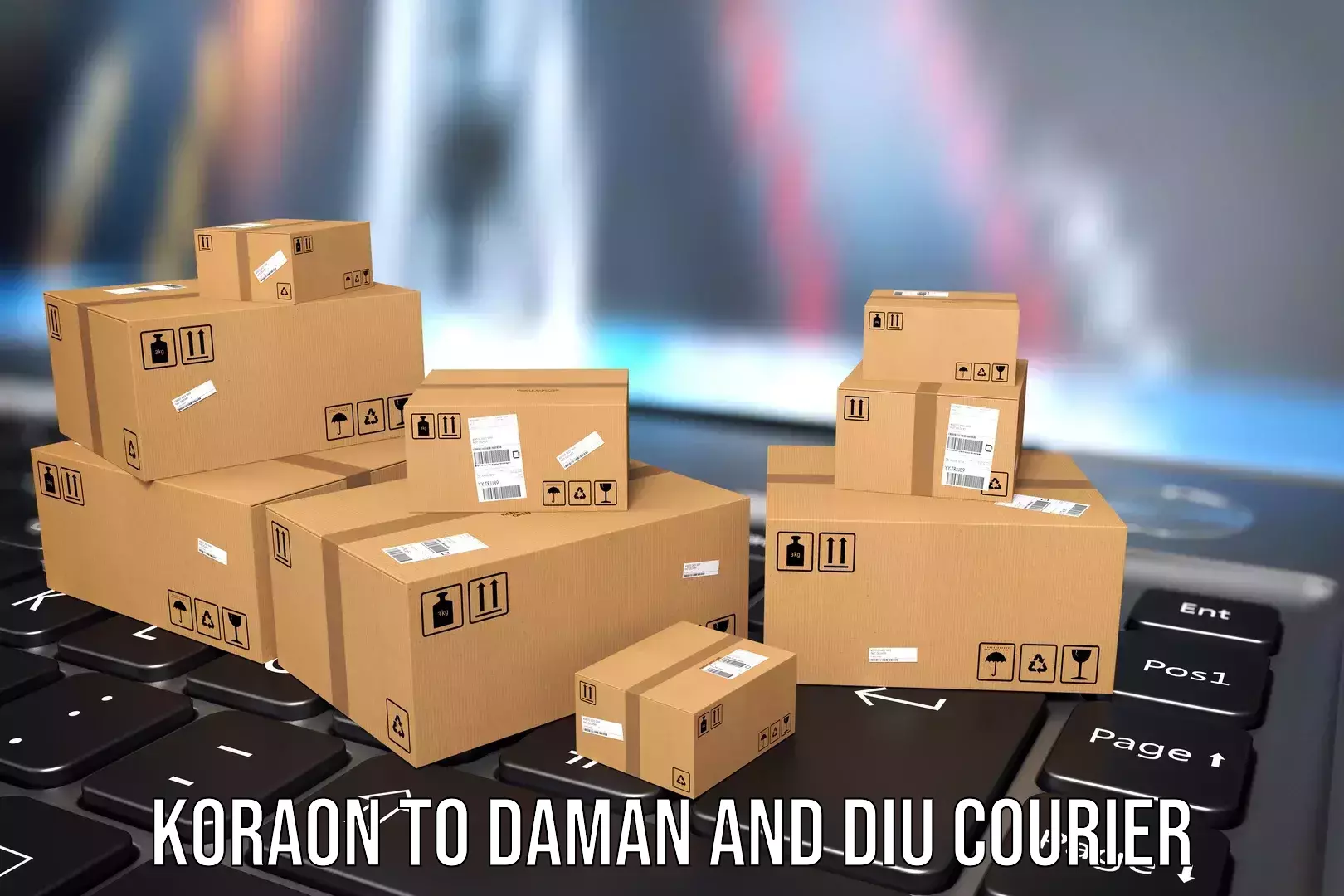 Luggage shipping efficiency Koraon to Daman