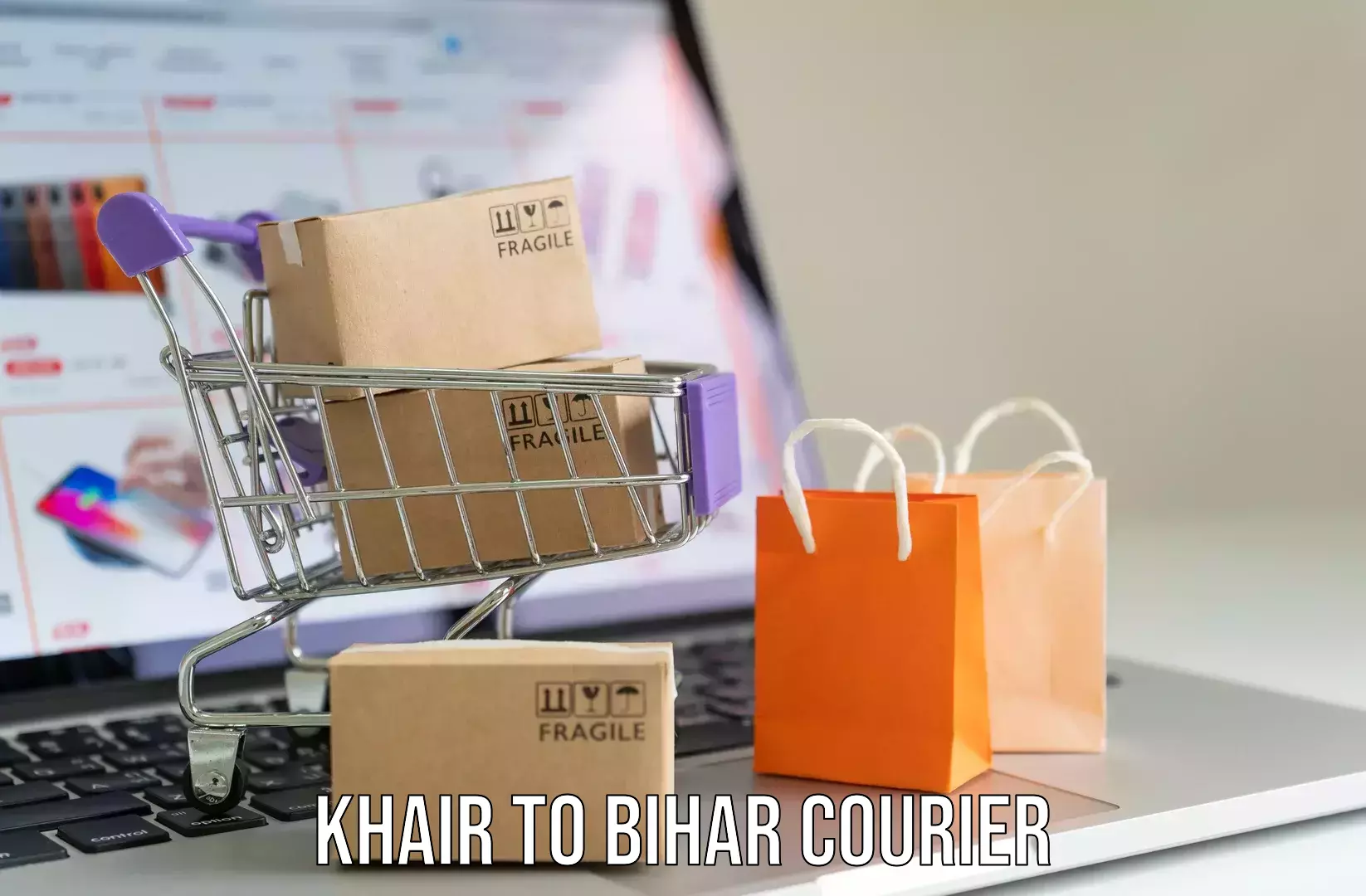 Same day luggage service Khair to Bihar