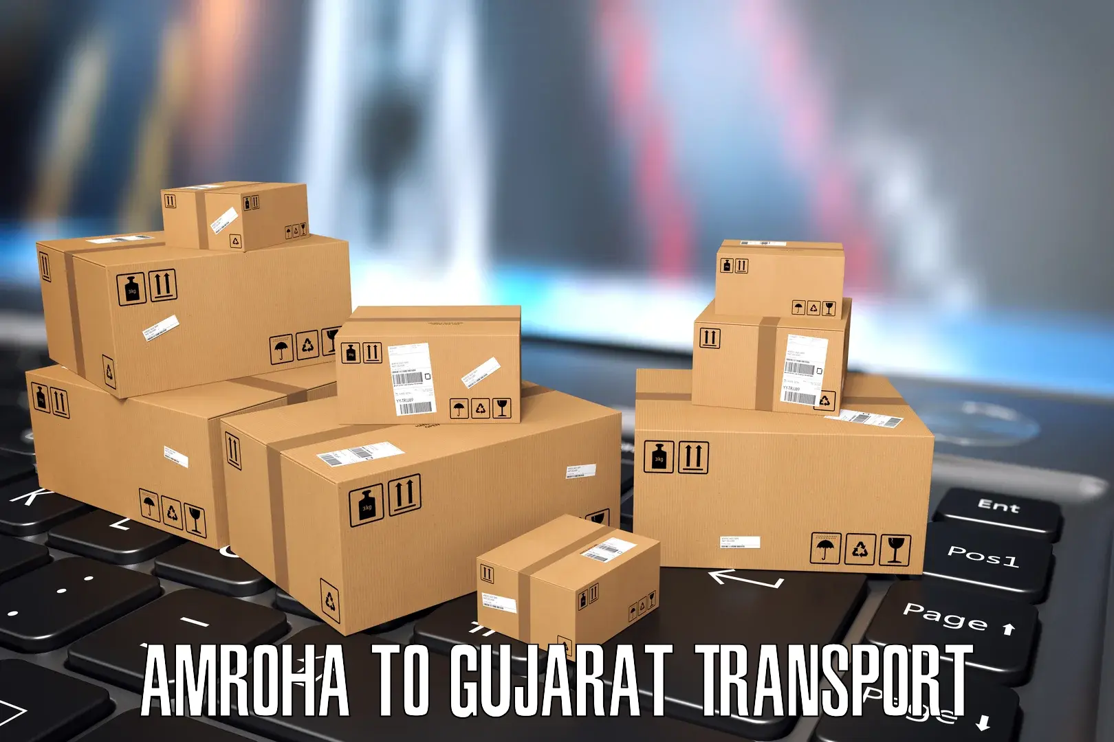 Two wheeler parcel service Amroha to Modasa