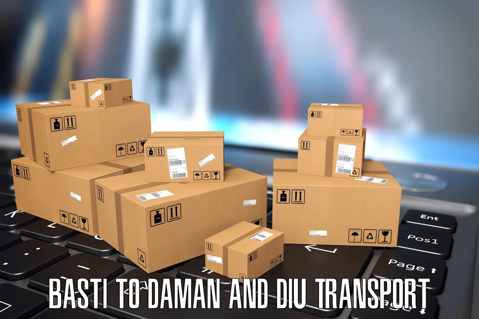 Nearest transport service Basti to Diu