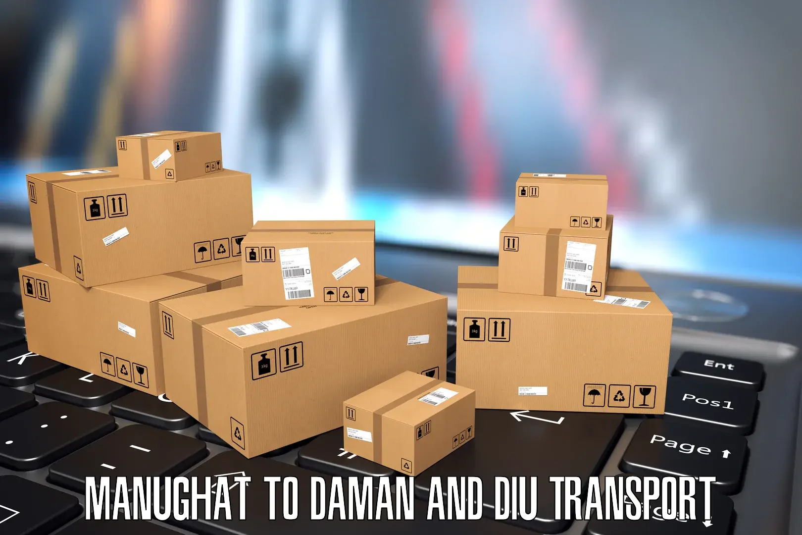Pick up transport service Manughat to Daman and Diu