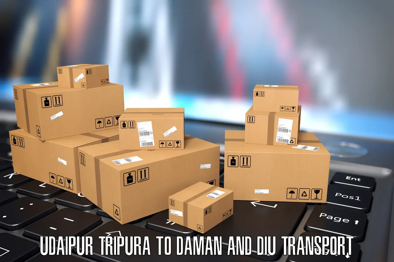 Air cargo transport services Udaipur Tripura to Diu