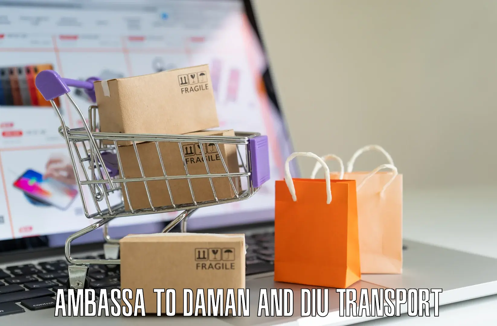 Goods delivery service Ambassa to Daman and Diu